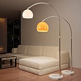 Jago® Bogenleuchte - Höhenverstellbar, A++ bis E, 145-220/130-180 cm, 1xE27 LED, max.60W, Orange/Weiß - Bogenlampe, Stehlampe, Stehleuchte, Standleuchte, Bogenstandleuchte (Höhe: 130-180 cm, Weiß)