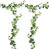 Syvory 2 Stück Künstlicher Efeu Girlande, Künstliche Girlande Pflanze 2m Hängend, Kunst Efeu Ranken Pflanzen Hängend, Pflanzen Ranken, Blumenschmuck, für Hochzeit Party Garten Festival Dekorationen