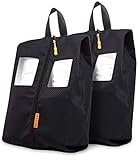 Schuhtasche Reise für Koffer und Rucksack (2er Set) inkl. Sichtfenster - mehr Organisation im Gepäck - Schuhbeutel wasserdicht für Schuhe bis Schuhgröße 47 - [schwarz]