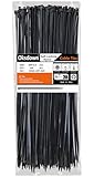 Oksdown Kabelbinder Schwarz 300mm × 3,6mm Nylon 100 Stück UV Beständig Kunststoff Schwarze Kabelbinder Zugfestigkeit Von Bis Zu 18,2kg für Industrie, Gartenbau, Kabelindustrie