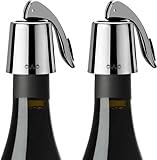 2 Stück OWO Weinverschluss Weinflaschenverschluss Edelstahl Wein Verschlussstopfen Flaschenverschluss Vakuum Weinverschlüsse Wiederverwendbar Wine Stopper Geschenke für Weinliebhaber (Schwarz)