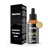 Vital-Med hochdosiertes Hanföl mit 30ML (750 Tropfen) und 25mg pro Tropfen - Premium Vital Hanfsamenöl - 100% Natur - Hanftropfen mit Omega 3-6-9 (Natur)
