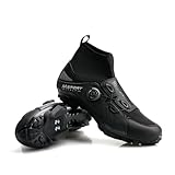 Fahrradschuhe für den Winter, rutschfest, regenfest, Mountainbike-Schuhe für Herren und Damen, kompatibel mit SPD-Pedalen, Schwarz , 43 EU