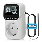 diymore Temperaturregler, Digital Temperaturregler 230v mit Fühler, Thermostat Steckdose mit Heiz- und Kühlmodus für Gewächshaus, Terrarium, Kühlschrank