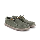 WALK IN PITAS | WP150 WALLABI Washed | Herren Mokassins | Flache Slipper für Männer | Slip on Loafer | Sneakers | Schlupfschuhe | Freizeitschuhe | Walkinpitas Schuhe | Kaki 44