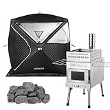 WILLOWYBE Portale Outdoor-Sauna-Set mit Saunazelt, Sauna-Holzofen, Saunasteinen für Trockensauna, Kochen für Familie und Freunde.