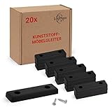 LouMaxx Möbelgleiter Kunststoff – Bodenabstandshalter 50 x 14 x 5 mm – Kunststoffgleiter zum Anschrauben im praktischen Mehrfachpack – 20er Set Mini Möbelfüße schwarz inkl. Schrauben
