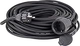 as - Schwabe Gummi-Verlängerungsleitung – 25 m Kabel mit Schutzkontaktstecker, Schutzkontaktkupplung inkl. Schutzkappe ­– 230 V / 16 A Verlängerungskabel – IP44 – Made in Germany – Schwarz, 60384
