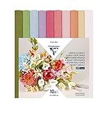 Clairefontaine 995000C Krepppapier, Floristen-Format, 25 x 100 cm, Elastizität, 250%, Grammatur 160 g, Papierblumen, nicht abfärbende Farben, 10 Pastellfarben