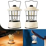 Linkind LED Campinglampe dimmbar, 2-Farbe Camping Laterne Batteriebetrieben, Retro Campinglaterne Akku mit 200h Leuchtdauer, Tragbar IPX4 für Camping, Notfall, Zelt, Wandern, 2 Stück