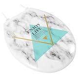 SEWACC Marmor Optik Wc Sitz Kunststoff Toilettendeckel Kratzfest Glatte Oberfläche Leicht zu Reinigen Schnelle Montage Für Badezimmer Zuhause