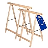 MODO24 Holzbock Klappbock Arbeitsbock Tapezierbock Sägebock Montagebock Unterstellbock SDKM, 2er-SET, 73x73x44 cm, Natur unbehandelt