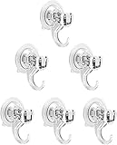 Quntis 6-Pack Saugnapf Haken Set Ohne Bohren, Saughaken Extra Stark für Fenster Glas Bad Küche Badezimmer, 3KG Belastbar, Transparent, 7cm Durchmesser