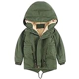 linboo Kinder Winterjacke Jungen Mädchen Warm Gefütterte Blouson Hoodie Dicke Mantel Parka Baby Wintermäntel, Grün, 104-110(Etikettengröße: 110)