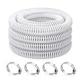 Wocloer Pool-Filterpumpenschlauch, 3,8 cm × 3,6 m, transparent, flexibel, PVC, Teichschlauch, Gartenteichschlauch, knickfester Schlauch für Pumpen, Springbrunnen, mit 4 Klemmen