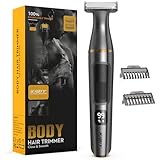 Intimrasierer Mann, Kibiy Elektrischer Körperrasierer Herren mit LED-Anzeige, für Gesicht, Körper und Intimbereich, Wasserdichter IPX7 Körperhaartrimmer mit Führungskämmen, Type-C Aufladung