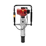 Konfiur Benzin Pfahlramme, 2-Takt 2.3HP 52CC T-Pfostentreiber Pfahl Benzinmotor mit 55mm und 70mm Stapelkopf, Tragbarer Einzylinder Zaunpfahlramme Luftkühlung Handramme für Gartenzaun Zaunbau