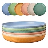 CSYY 6 Stück Teller, Unzerbrechliches Speiseteller Set, Tiefe aus Kunststoff Picknickteller-Set 22,5cm/9inch Campingteller für Salat Pasta Party Zuhause Mikrowelle und Spülmaschinenfest