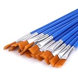 30 Stück Pinsel Set, Blau Nylon Flache Pinsel 9 mm Kleine Künstlerpinsel für Körper Gesicht Felsen Leinwand, Gemälde Liebhaber Kinder und Erwachsene zum Zeichnen Basteln (17 cm Lang)