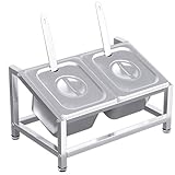 ZXHKZDX Schräger Gewürzregale Aus Edelstahl 304, Einreihig Aufbewahrung Gewürzdosen Regal, Metall Marmeladendosen Rack Set Für Arbeitsplatte Küchenschrank(Silver/D,13.2X8.3X7IN)
