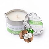 Massagekerze 42 Degree Low Temp Scented Massage Candle for Skin Care, Natural Soy Wax Candle,Gift for Couples 50ML (Coconut)