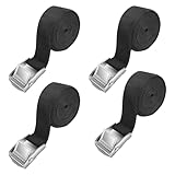 Lunriwis 4 Stück Spanngurt Befestigungsgurt, Spanngurte mit Klemmschloss, Verstellbare Befestigungsriemen mit Klemmschloss für Transport, Camping, Fracht, Gepäck (2m schwarz)