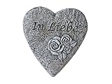 Bambelaa! Grabschmuck Grabdeko Herz Inschrift „In Liebe“ Steinharz Friedhof