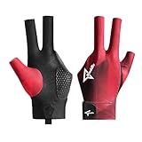 Wnddle Billard Handschuh, Billard Handschuh Links, Snooker Handschuhe, Billiard Pool Cue Gloves, Verstellbare Poolhandschuhe, rutschfeste Poolhandschuhe, Geeignet für Snooker, Pool-Spiele (Red)