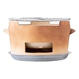 Outdoor Holzkohleofen für 2-5 Personen, Vintage Ton Grillen Keramik, Tragbares Camping Grillwerkzeug, Kompakter Holzkohlegrill für Picknick & Heckklappe