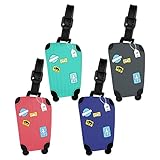 Vicloon Kofferanhänger,4 Stück Bunte Koffer Tags aus Silikon Gepäckanhänger, Adressschild Namensschilder,wasserdichte Tags Identifizierung von Gepäck und Koffer auf Reisen