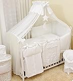 4tlg. Moskitonetz Betthimmel mit Himmelstange Babybett Baby-Moskitonetz 480cm (Weiß)