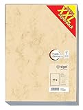 SIGEL T1081 Hochwertiges Marmor-Papier A4 beige (250 Blatt, 90 g) beidseitig marmoriert, Briefpapier, Speisekarte, XXL-Superpack wie DP372