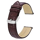 BISONSTRAP Uhrenarmband 20mm, Armband aus Alligator Geprägtem Leder, Kaffee Braun mit Silberne Schnalle