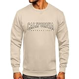 Lässige Herren-T-Shirts mit Langen Ärmeln Grafik, Rundhalsausschnitt, Sweatshirts, Pullover-Oberteile für Herren Winterparka Herren Gefüttert (3-Beige, L)