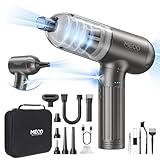 MECO ELEVERDE 4-in-1 Handstaubsauger Akku, Elektrische Staubgebläse 130000U/min 3-Gang 18Kpa Auto Staubsauger Stark mit Bürstenloser Motor und LED-Licht, Druckluftspray für PC, Sofa, Auto, Grau