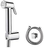 Ibergrif WC Handbrause Bidet Set mit Wandhalterung und 1,2m Schlauch, Chrom Silber – Spritzpistole für Toilette, Dusche oder Hygienereinigung, M20282