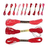 HOMSFOU 64 Rollen Stickgarn Rote Farbtöne Baumwollfäden für Kreuzstich Freundschaftsbänder Handarbeit DIY Bastelprojekte und Nähdekoration