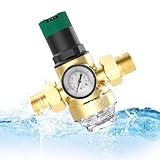 Wasser Druckminderer mit Manometer, Wasserfilter 1/2 Zoll Hausanschluss Druckminderer Wasser, mit Wasserdruckmesser Und Mesh Filter, Wasser überdruckventil Aus Messing zur Regulierung des Wasserdrucks