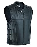 Gaudi-Leathers Herren Lederweste Racing Weste Kutte Leder Biker Rocker Motorrad Clubweste L