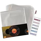 50x12 Vinyl LP Schallplatten Hüllen|Extra Dicke lp schutzhüllen 140 Mikron|Mit Hochwertiges Haftnotizen|Sehr transparent|Für Single & Double gatefold LPS|Säurefreie Plastikschutzhüllen