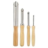 4 Stück Kreisförmige Ton Lochschneider aus Edelstahl und Holz, Keramik-Herstellungswerkzeug, Töpfer-Lochwerkzeug für Töpfer-Ton-Skulptur (4 Runde)