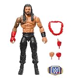 Mattel WWE Top Picks Elite Actionfigur- und Zubehörset, ca. 15 cm große Roman Reigns Sammelfigur mit austauschbaren Händen, Ringausrüstung und 25 Bewegungspunkten, HWX34