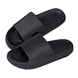 MoneRffi Badelatschen Damen Badeschuhe Herren-Badeschlappen Hausschuhe Damen, Cozislides Airfoot Wolken Wolkenschuhe Rutschfeste Pantoletten, Cozy Slides Schlappen(schwarz,38/39 EU)