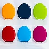 Bunter ovaler Toilettensitz, Absenkautomatik, runder Toilettendeckel mit Schnellverschluss für einfache Reinigung, PP-Material mit 360° verstellbarem Scharnier (rot)