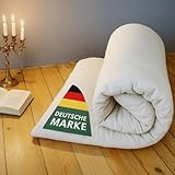 SHIATSU Premium Futon-Matratze Schurwolle, aufrollbare Futonmatratze Roll Bodenmatratze, Rollmatratze Faltmatratze Klappmatratze Gästematratze Boden Gästebett, Sleeping Mattress Tatami Bett (140cm)