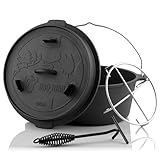 BBQ-Toro Dutch Oven Forest Serie | bereits eingebrannt - preseasoned | Verschiedene Größen | Gusseisen Kochtopf | Bräter mit Deckel (Topf ohne Füße, 7,3 Liter (DO6F))