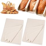 2 Stück Leinentuch, 150 x 60 cm Bäckerleinen Teigtuch Leinentuch Brot Backen Leinentuch Zum Brot Backen Bakers Cloth Teigtuch Naturleinen Brot Backen Zubehör, für Fermentieren Brot Baguette Brotteig