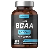 BCAA Tabletten | 365 Stk - Bis zu einem Jahresvorrat | Essentielle Aminosäuren Leucin, Valin und Isoleucin Plus Vitamin B6 | 1000mg pro Tablette | von Horbaach