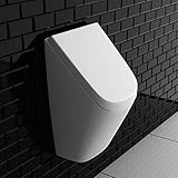 Vitra Urinal mit Deckel | Wand Pissoir Urinalbecken Komplettset mit Urinal-Absaug-Siphon | Keramik Pisuar mit Antibakterieller Beschichtung | Wand-Urinal | Hänge-Urinal Männer Urinal