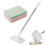 Bodenwischer, Wischer mit Druck-Klemm-System, EIN Knopf zum Wechseln, Automatisches Klemmtuch,wischmop mit 10 Wiederverwendbaren Mikrofasertüchern,Mopppads zum Wischen und Reinigen des Bodens